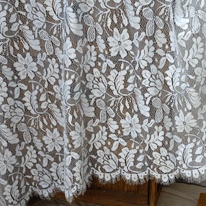 Two-tone chantilly lace fabric, bridal gown fabric in black, floral lace fabric, girl dress fabric by the yard