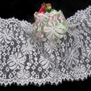 Sale ivory chantilly lace fabric, bridal lace fabric, wedding lace fabric, embroidered floral lace fabric 3 yards