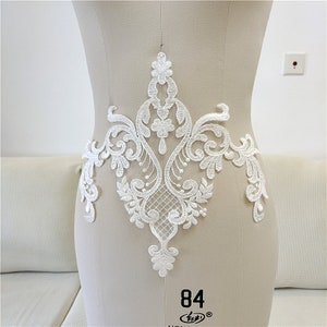 Lace Applique, Vintage Off White Bridal Lace Applique, Corded Lace Applique, Bridal Lace Applique, Bridal Veil Lace Applique, Wedding Gown