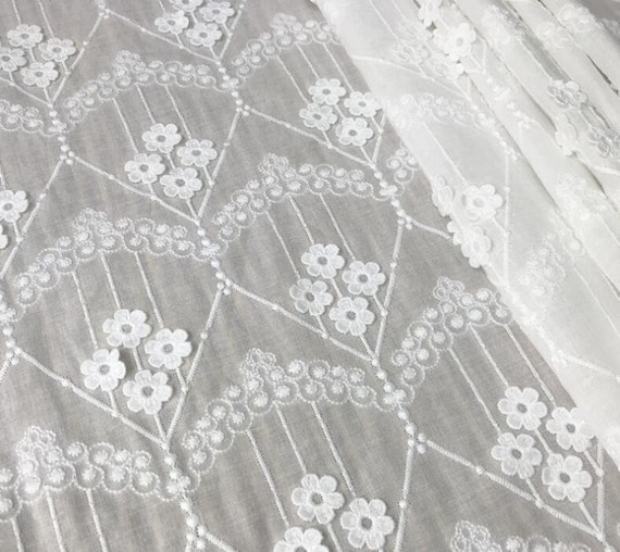 Exquisite Cotton Lace Fabric With 3D Floral Curtains Cotton | Etsy