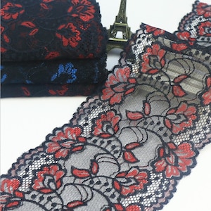 2 Yards Black And Red Stretch Lace Soft 5.9” Wide Elastic Lace For Bra making Lingerie Underwear Sewing 2019 New