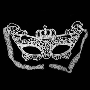 Off White/Black Crown Mask, Party Mask, Lace Masquerade Mask, Sexy Lace Queen Mask