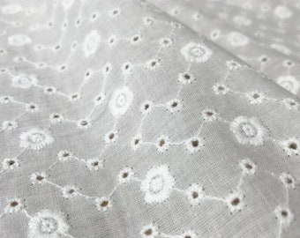 Tela de algodón con ojales de 53" de ancho, tela para vestidos con ojales y estampado floral pequeño, tela para cortinas de novia cortada a medida.