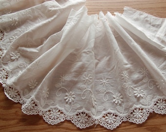 Baumwoll-Spitzenband, cremefarbene ausgebogte Spitzenborte, 23 cm Breite, 1 Yard lang
