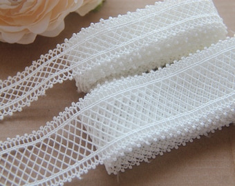lace trim by yard hollowed out grid shape trim in off white