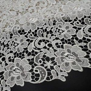 Heavy Guipure Fabric, Water Soluble Bridal Lace Fabric, Crocheted Hollowed Flower Fabric, 51" Wide 1 Yard Long