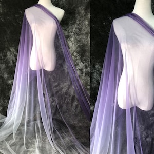 10 colors Purple Ombre Lace Fabric Gradient Illusion Tulle Mesh Fabric For Bridal Veils, Wedding Bouquet, Tutu Dress or Party Decor 1 Yard