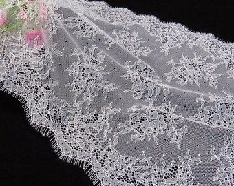 french chantilly lace trim, ivory eyelash lace trim, fashion lace trimming with eyelash 3 yards