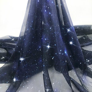 space galaxy stars chiffon fabric sky universe sheer fabric