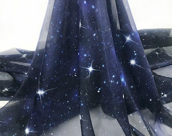 space galaxy stars chiffon fabric sky universe sheer fabric