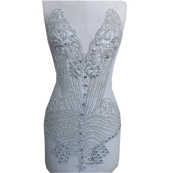 silver grey dress accessories Deluxe Rhinestone Applique Glitter Hand-made Wedding Bridal 1 Piece accessories for silver dress