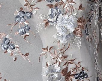 3 Colors Exquisite Flower Embroidered Lace Applique Floral Lace Applique Bridal Wedding Applique Headpiece Applique