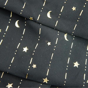 Moon&Stars Chiffon Fabric In Black White For Photography Prop, Wedding Dress 59&quot; Width 1 Yard