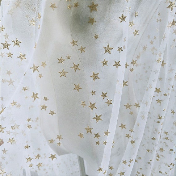 white mesh dress with gold stars White And Beige Maxi Dress With Gold Glitter Mesh main image 0