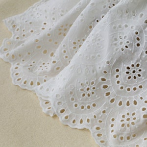 Cotton Lace Fabric Off White Eyelet Scalloped Borders 49 Width 1 Yard image 2