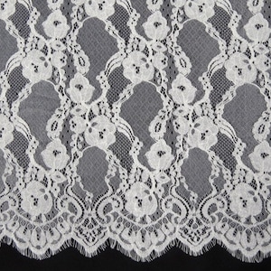 Soft Chantilly Lace Fabric In Off White/Black For Bridal Dress, Shawls, Prom Dress, Wedding Gowns, Lingerie 3 Yards