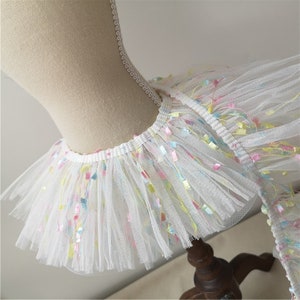 Schöne Spitzenbesatz Bunte Quaste Off-White Tüll Spitze Tutu Rock Baby Kleid Stoff 10 CM Breit 2 Meter
