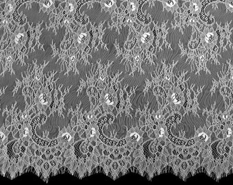 soft chantilly lace trim, ivory eyelash lace trim, bridal lace trim, wedding lace trim 3 yards