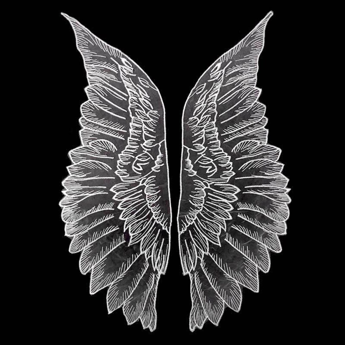 Large Organza Embroidered Angel Wing Lace Applique A Pair of Etsy