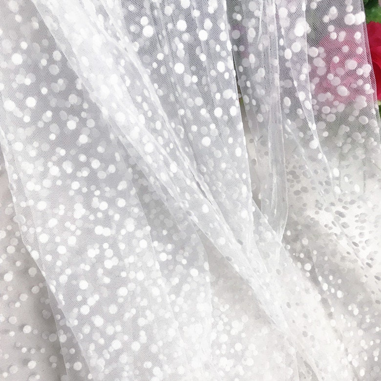 1 Meter Soft Translucent off White Polka Dot Lace Fabric for Bridal ...