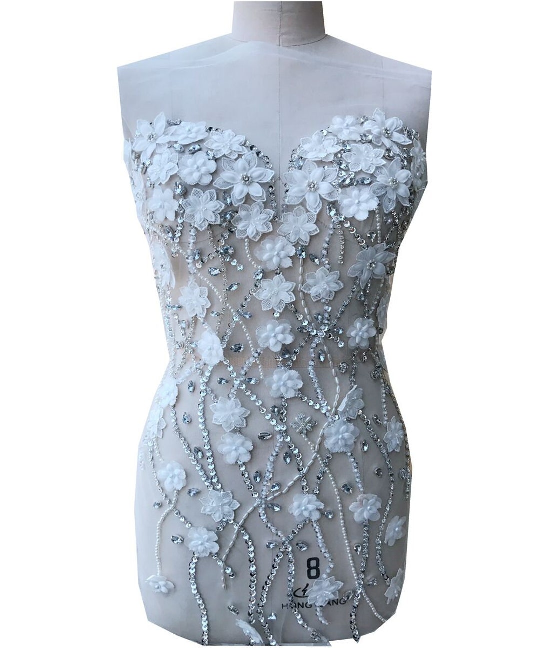3D Flower Large Mesh Lace Applique Full Body Length Dress Size - Etsy