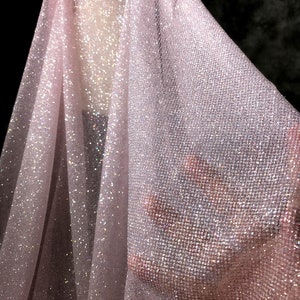 Glitter Gauze Fabric Off White/Champagne/Pink Tulle Mesh Fabric For Baby Dress, Gowns, Bridal Veil, Backdrop