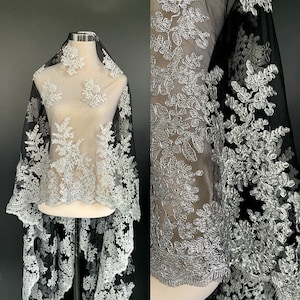 New Transparent Alencon Lace Fabric, Cord Lace Fabric, Wedding Dress Fabric, Bridal Lace Fabric By The Yard