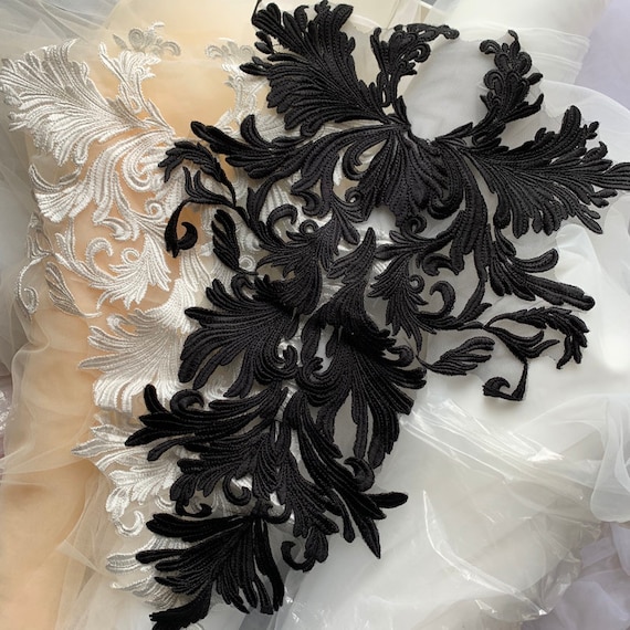 Venice Flower Applique Bridal Applique Lace RedBlackOff White Wedding Applique 1 Pair
