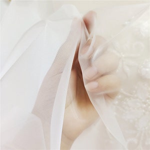 Off White Soft Tüll, Nylon Mesh-Gewebe, Nicht Stretch Tüll für Haute Couture, Brautschleier, Meterware, 59 &quot;Breite