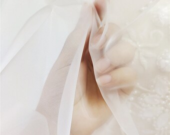 Off White Soft Tüll, Nylon Mesh-Gewebe, Nicht Stretch Tüll für Haute Couture, Brautschleier, Meterware, 59 "Breite