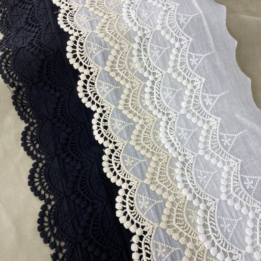 Crochet Cotton Lace Trim off White/apricot/black Scalloped Etsy
