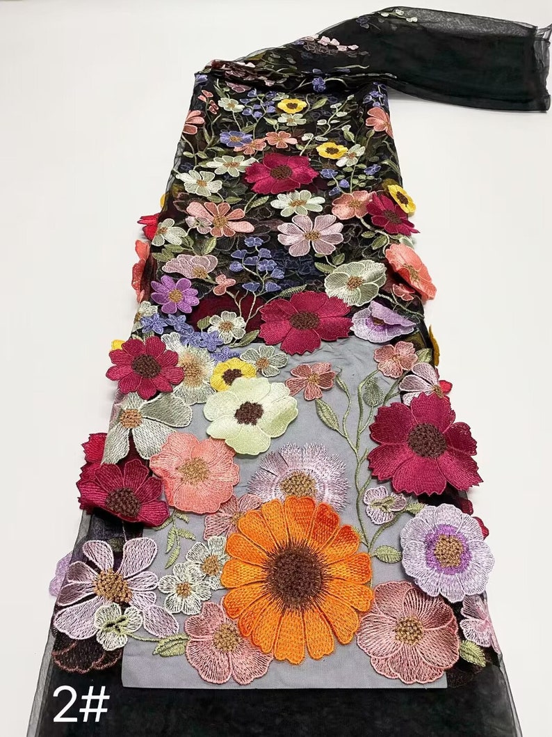 12 colori 3d tessuto di pizzo ricamato fiore colorato tessuto di maglia floreale di tulle per abito da tutu per bambini abito da banchetto abito da sposa da sposa 51 di larghezza immagine 8