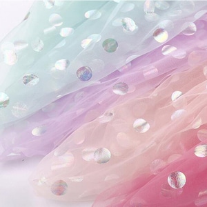 Big Polka Dots Tulle Lace Fabric, Illusion Lace Fabric, Tutu Dress Fabric, Confetti Tulle Lace