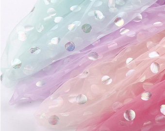 Big Polka Dots Tulle Lace Fabric, Illusion Lace Fabric, Tutu Dress Fabric, Confetti Tulle Lace