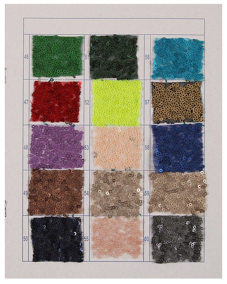 String Sequin Color Chart 19 Colors Sequin Fabric, Sparkler Sequins Fabric, Full Sequined Mesh ...