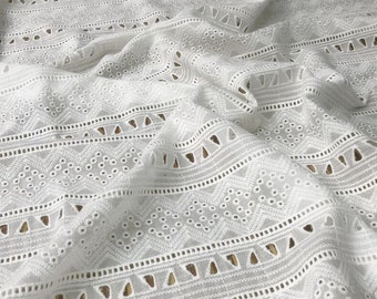 hollowed out cotton lace fabric, eyelet dress fabric, lace fabric by the yard