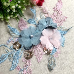 Colorful 3D flower lace applique, Lace Flower Motif For Dance Costume, Wedding Dress Lace 1 Piece