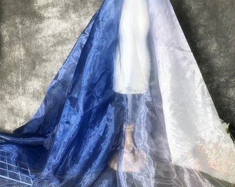 GORGECRAFT Tessuto Organza Iridescente Blu - 3x1,5m - Poliestere Olografico Per Sfondi E Decorazioni