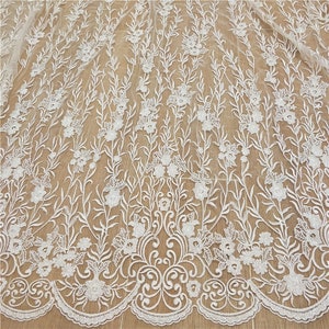 Exquisite Sequins Embroidered Flower Lace Fabric, Wedding Gowns Prom Dress Lace Fabric By Yard 51" Wide