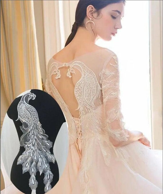White peacock cheap wedding dress