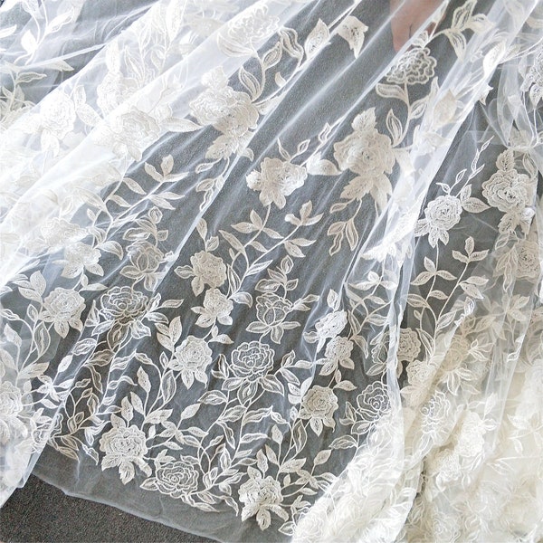 Magnifique tissu en dentelle à paillettes, tulle pailleté, robe de mariée en dentelle, tissu en dentelle de mariée, 51 pouces de large, jupes en dentelle