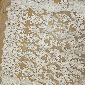 2020 New Collection Wedding Dress Fabric Ivory Tulle Lace Vintage Bridal Lace Fabric 51&quot; Width
