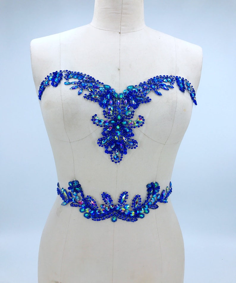 1 Set Bridal Dress Belt GoldRedRoyal BlueChampagneWhite 11 Colors Heavy Beaded Rhinestone Collar Applique