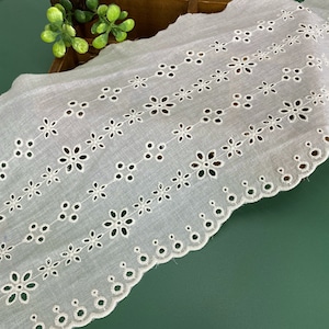 Apricot Cotton Lace Trim, Eyelet Floral Embroidery Lace, Dress Trim, Trim Lace