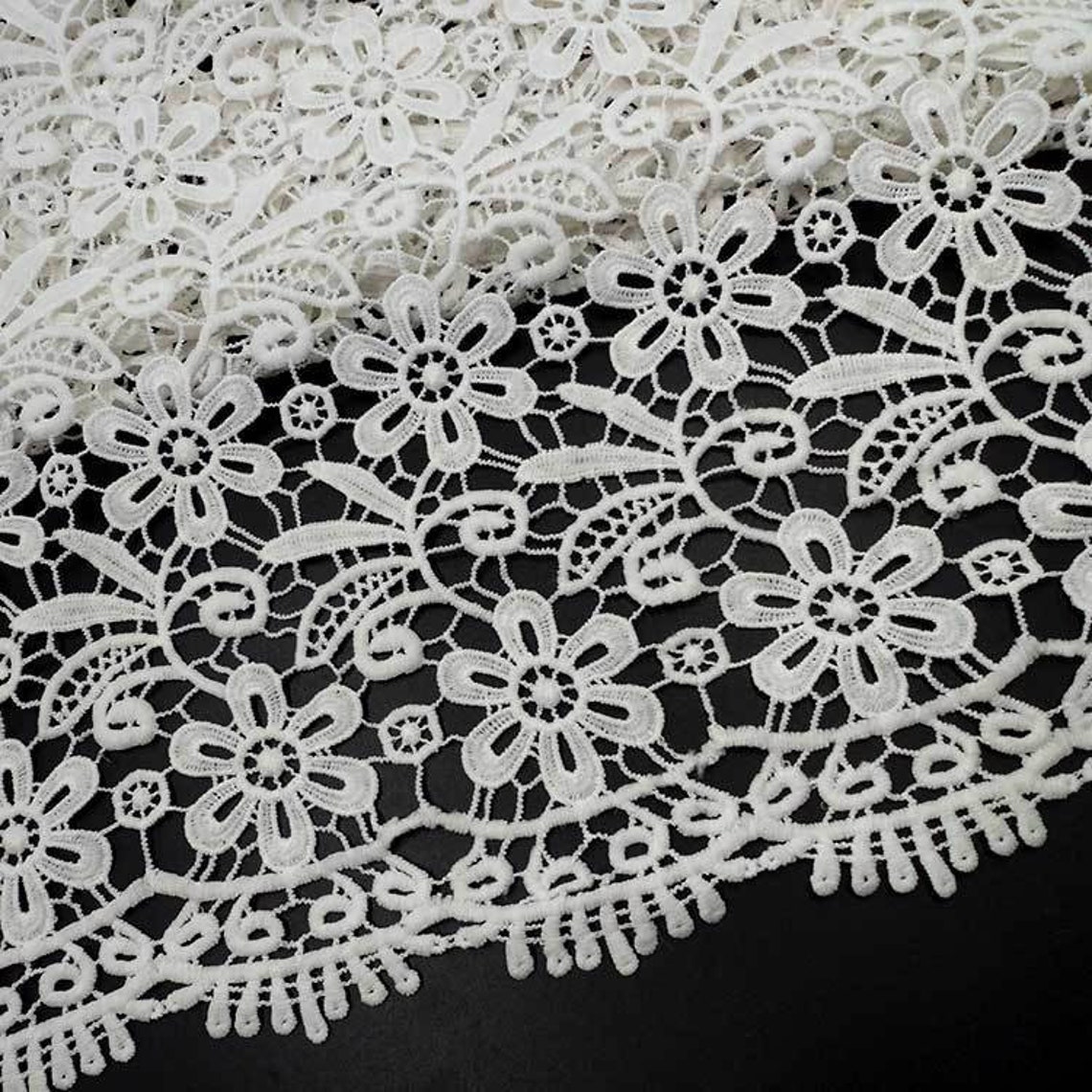 Heavy Guipure Lace Fabric by the Yard Crochet Flower Venice Etsy