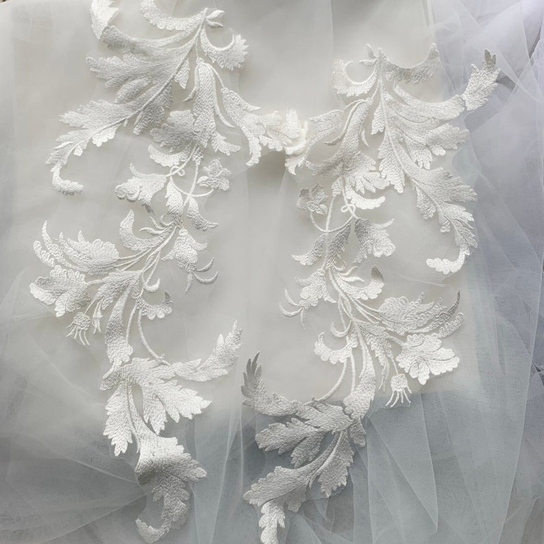 Venice Flower Applique Bridal Applique Lace RedBlackOff White Wedding Applique 1 Pair
