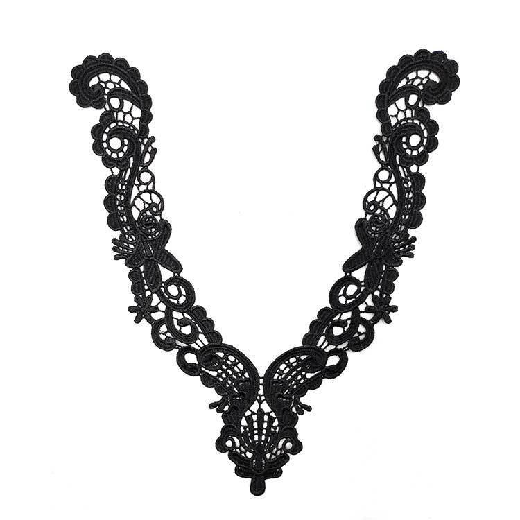 Black V Shape Crochet Venise Lace Collar/ Water Soluble Polyester