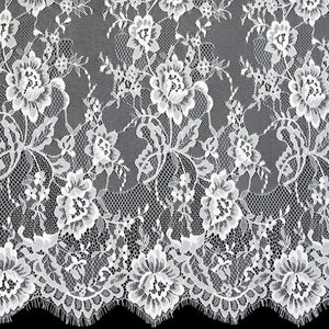 3 Yards Rose Lace Fabric French Chantilly Fabric In Off White/Black for Dress Decor, Bodice, Sexy Underwear