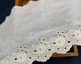 Bordure en dentelle rose, dentelle à oeillets en coton, bordure en dentelle de coton floral abricot 17 cm de large 1 yard