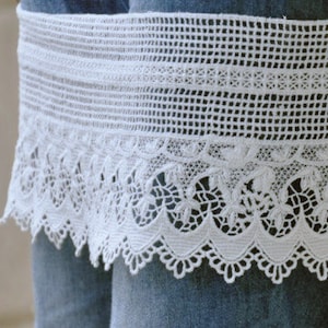 WIDE White Cotton Lace, Hollowed Out Crochet Lace, Antique Lace Trim, Cotton Lace Trim 1 Yard